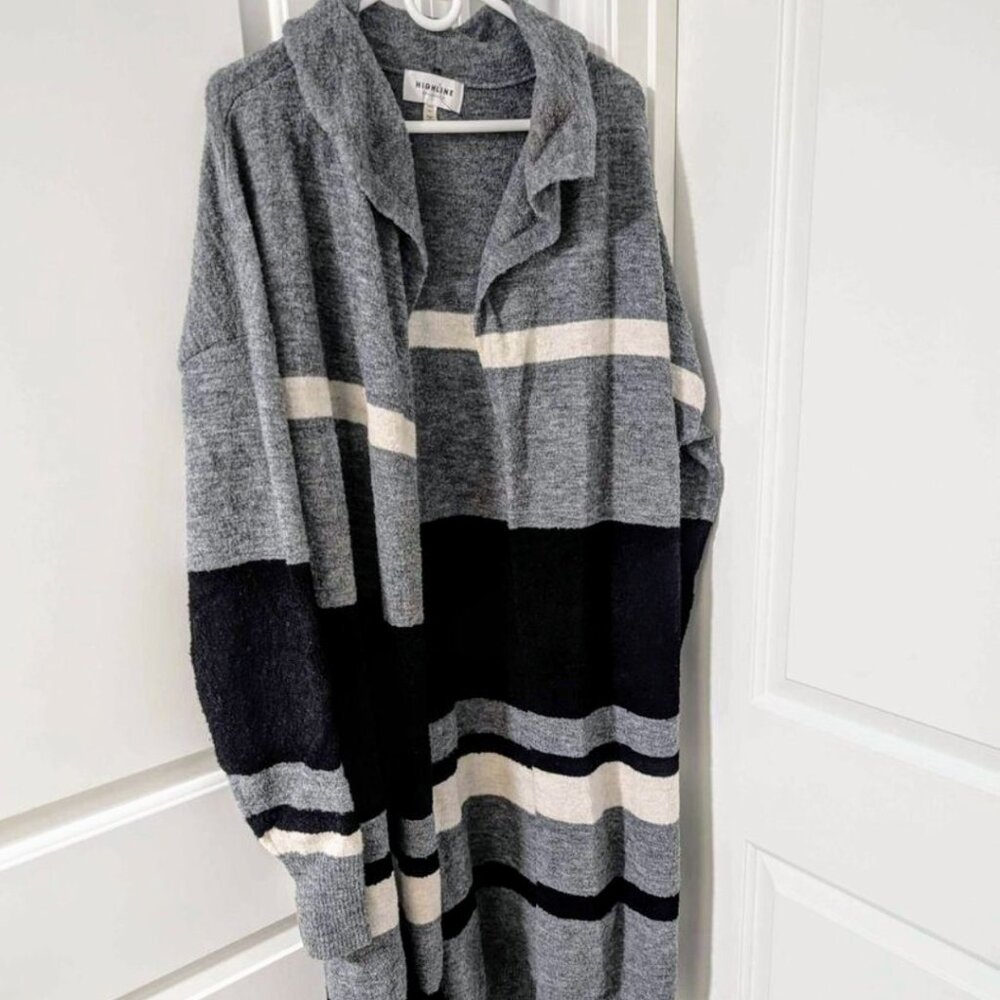 Long beautiful cozy cardigan sweater, grey, NWT, size S-XL